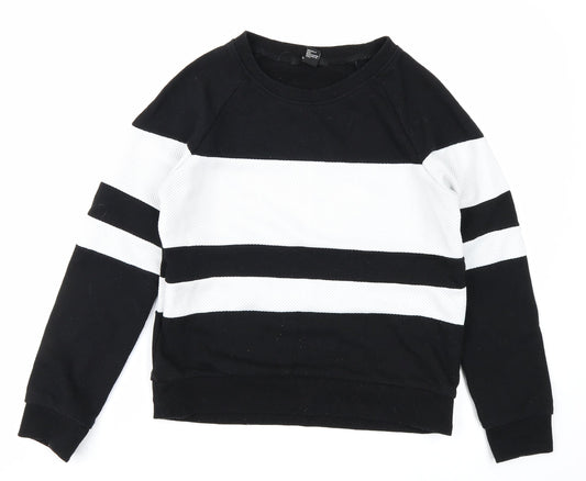 FOREVER 21 Womens Black Striped  Pullover Sweatshirt Size S