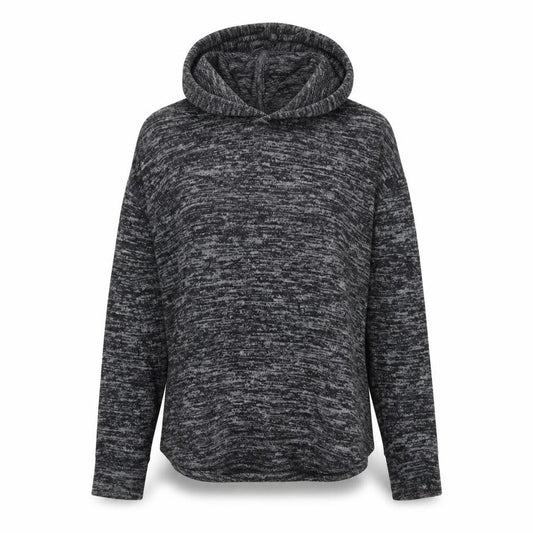 Front view of Papaya women’s black pullover hoodie, size M