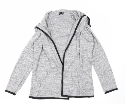 Front view of Izabel women’s grey cardigan jumper, size UK 8