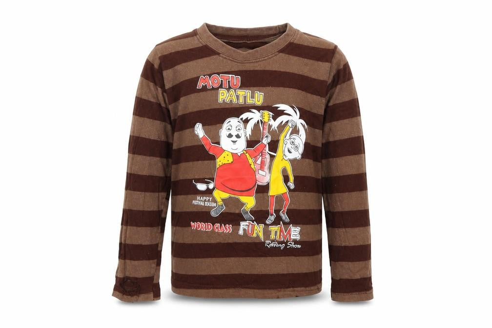 Fisher Boys Brown Striped  Basic T-Shirt Size 2-3 Years