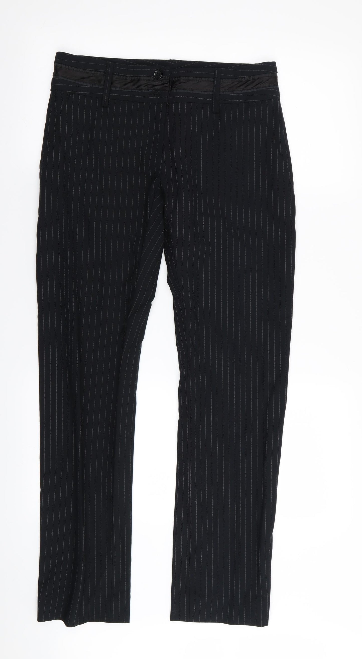 Preworn Womens Black Striped  Trousers  Size 30 in L31 in