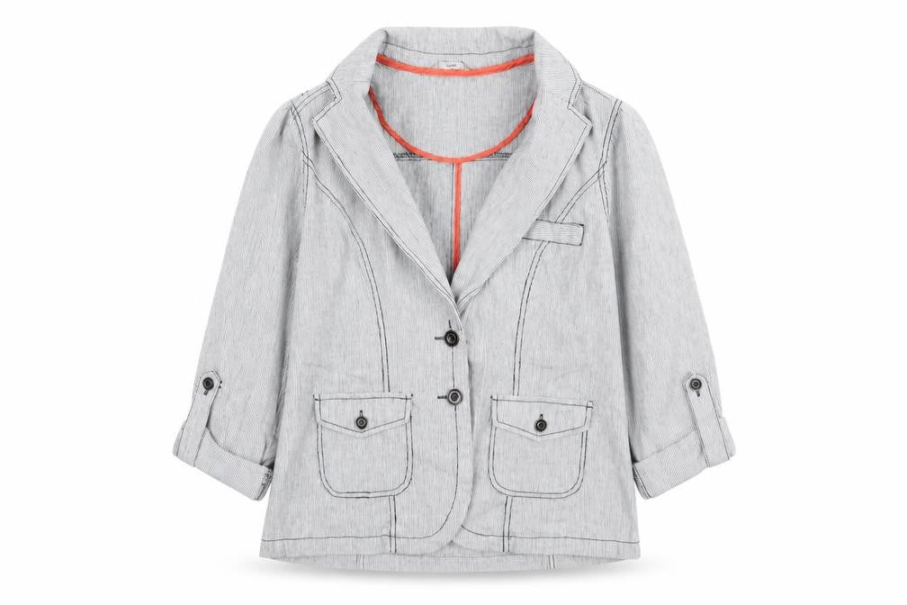 M&Co Womens Grey Striped  Jacket Blazer Size 14