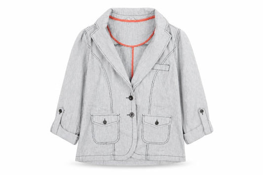 M&Co Womens Grey Striped  Jacket Blazer Size 14