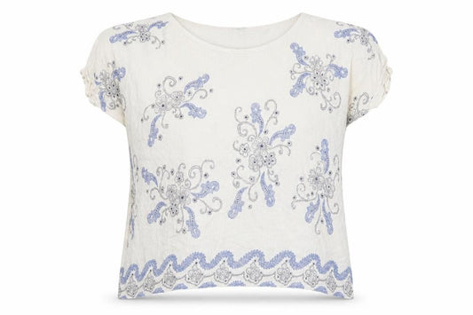 stela rosa Womens Beige Geometric  Basic T-Shirt Size S