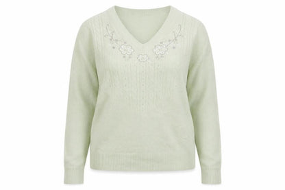 Damart Womens Green Floral  Pullover Jumper Size 14