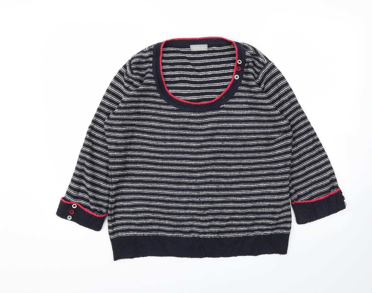 Per Una Womens Blue Striped  Pullover Jumper Size M