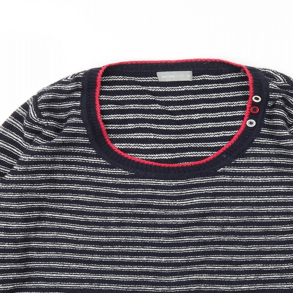 Per Una Womens Blue Striped  Pullover Jumper Size M