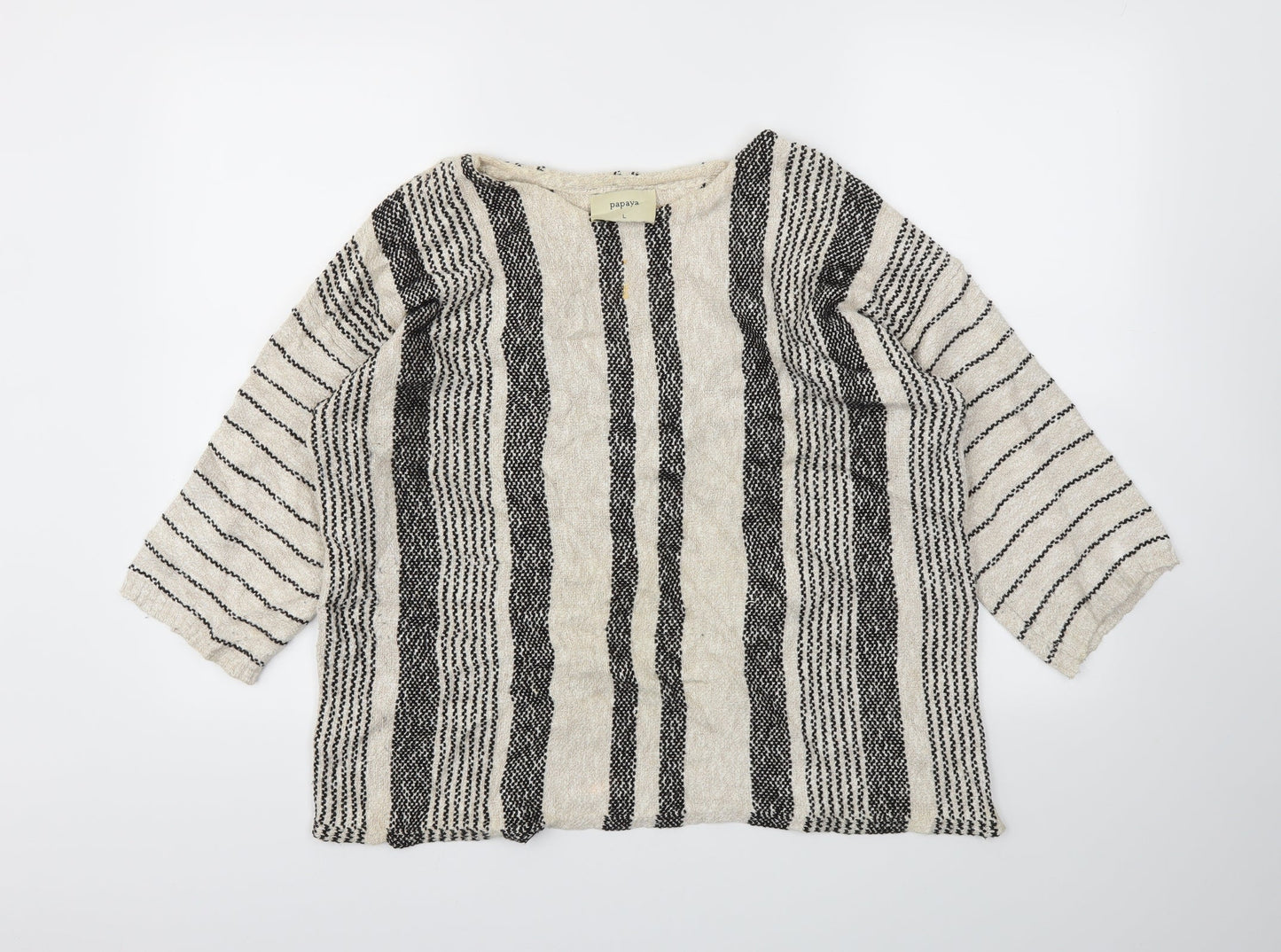 Papaya Womens Beige Striped  Pullover Jumper Size L