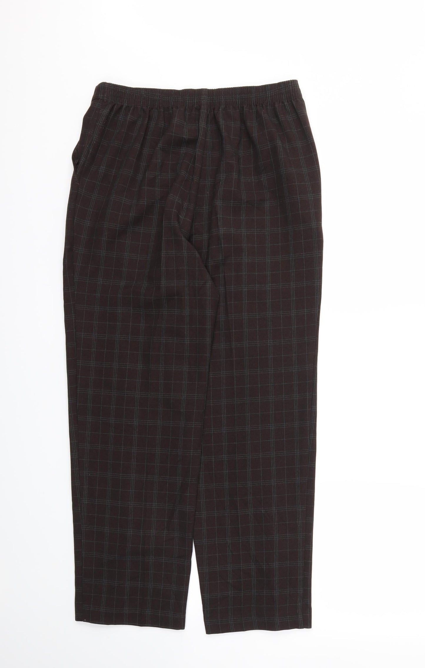 M&S Womens Brown Check  Trousers  Size 10 L26 in - Stretch waistband