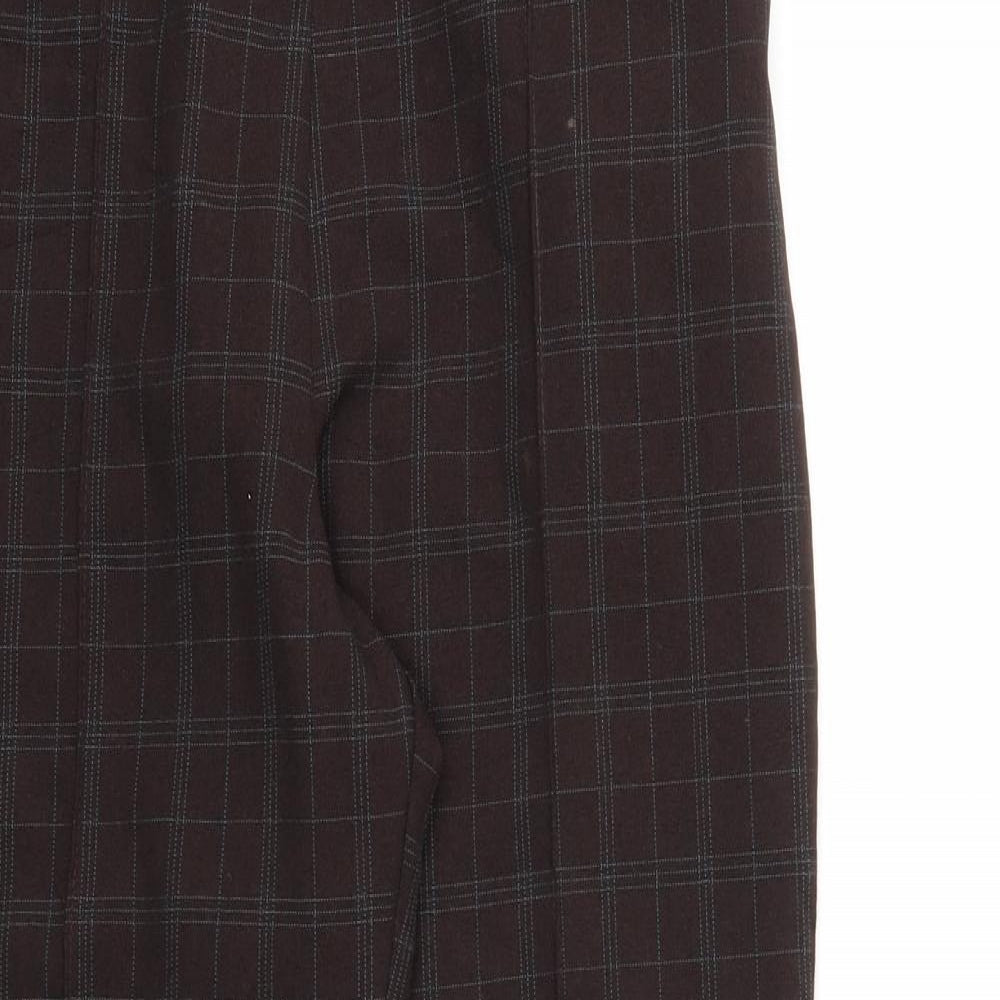 M&S Womens Brown Check  Trousers  Size 10 L26 in - Stretch waistband