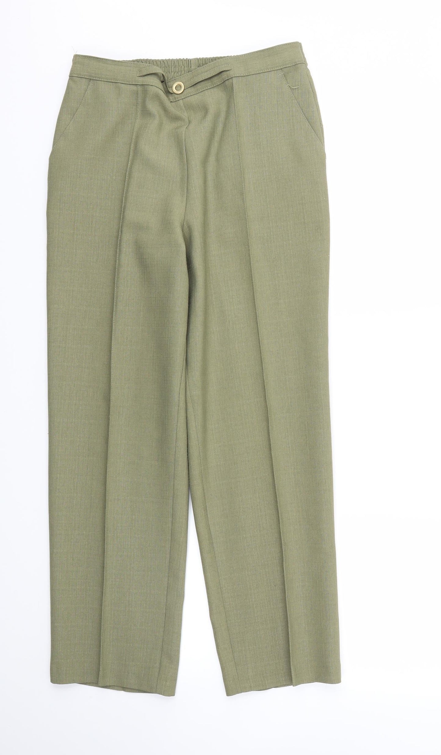 M&S Womens Green   Trousers  Size 10 L26 in - Stretch waistband