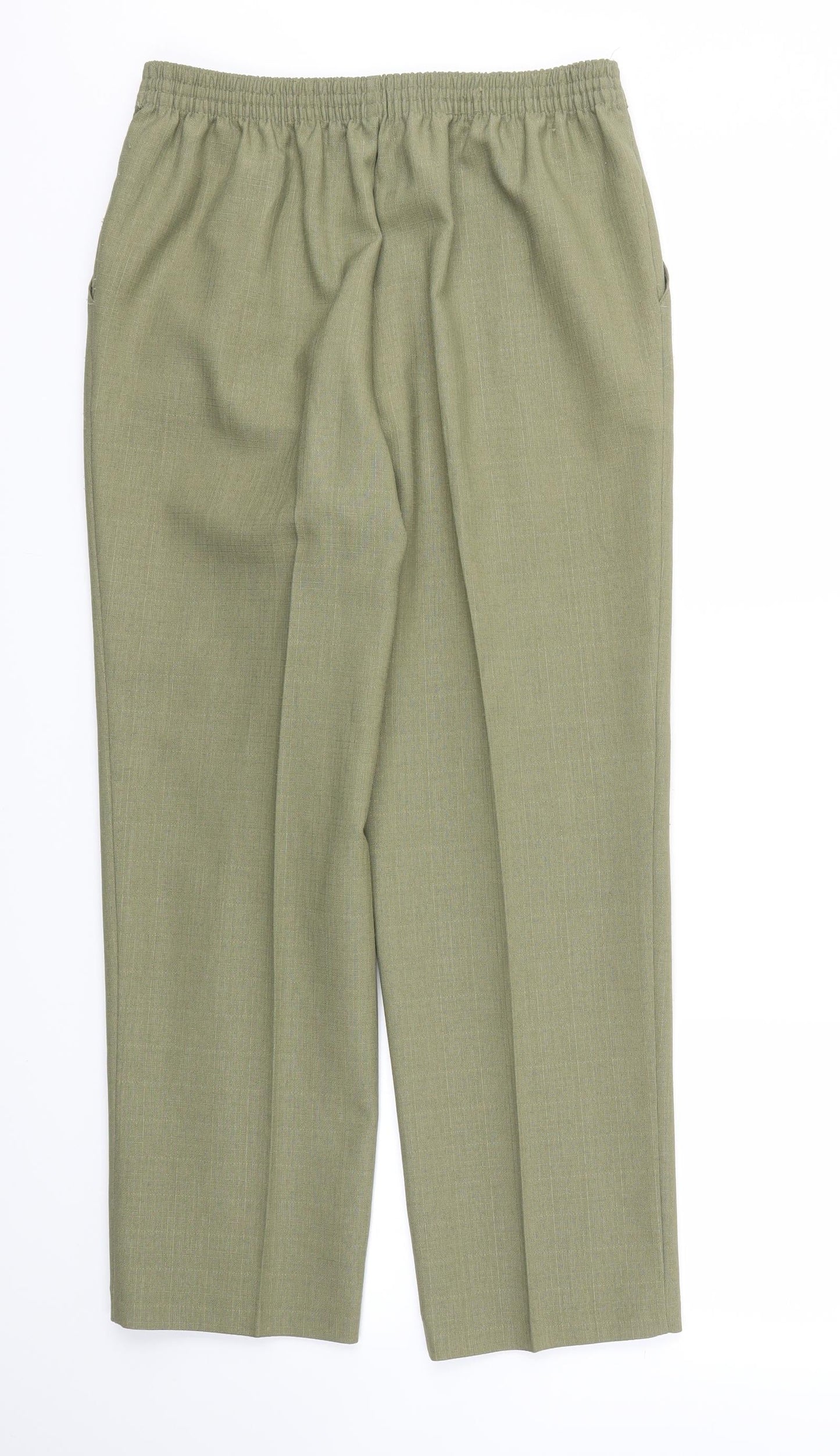 M&S Womens Green   Trousers  Size 10 L26 in - Stretch waistband