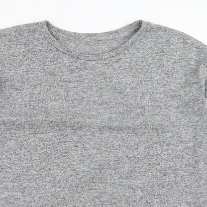 Close-up detail of TU women’s grey jumper, size UK 16, - under shirt detail