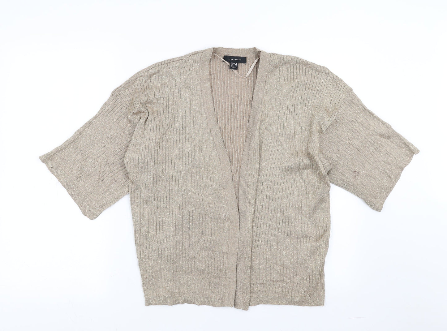 Primark Womens Beige Striped  Cardigan Jumper Size 16  - glittery