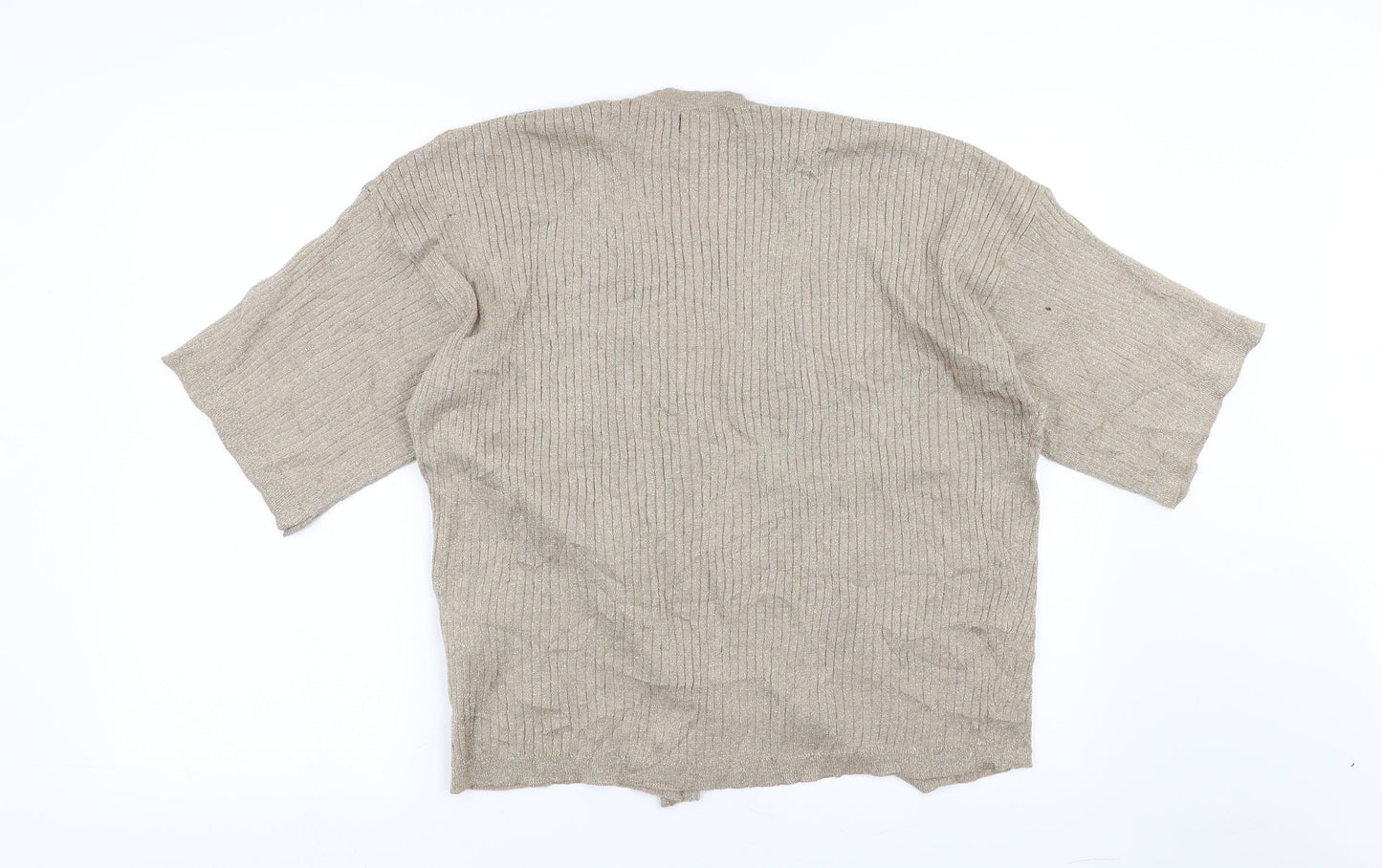 Primark Womens Beige Striped  Cardigan Jumper Size 16  - glittery