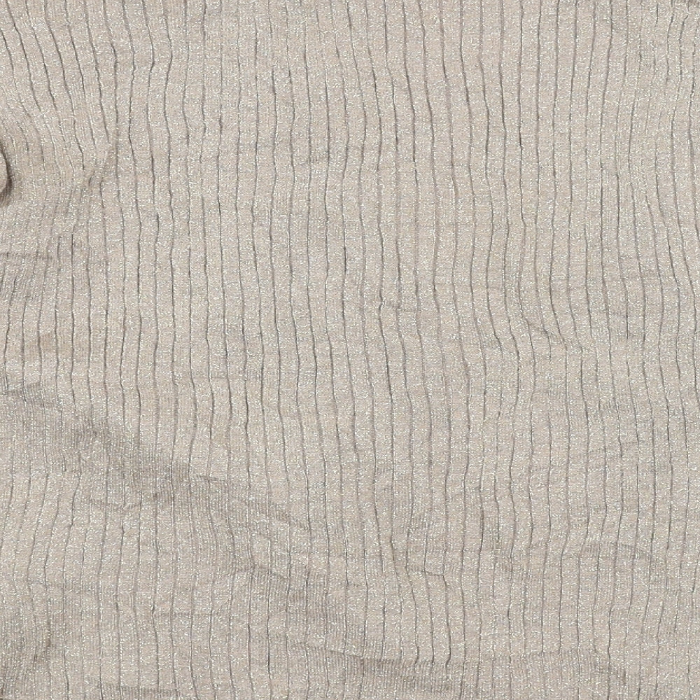 Primark Womens Beige Striped  Cardigan Jumper Size 16  - glittery