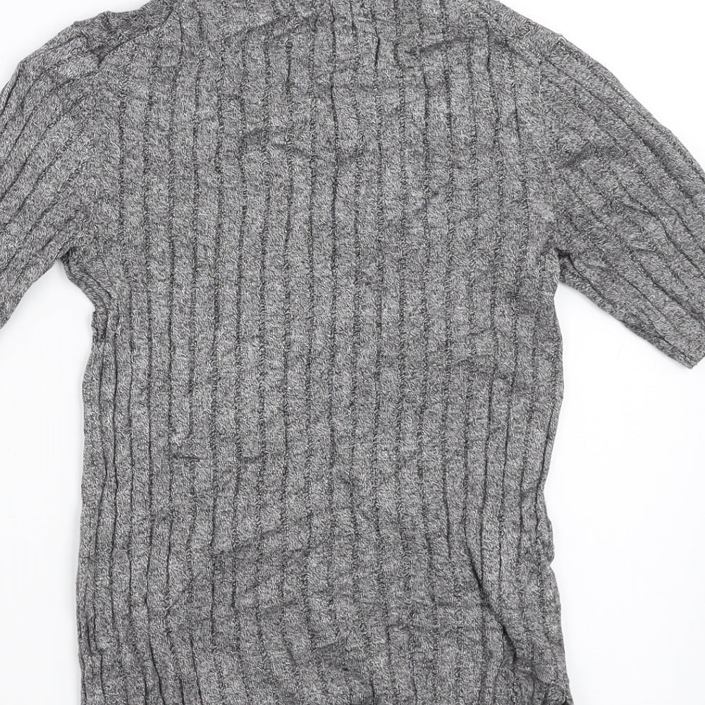 Marks and Spencer Womens Grey Striped  Pullover Jumper Size 8  - stretch fabric