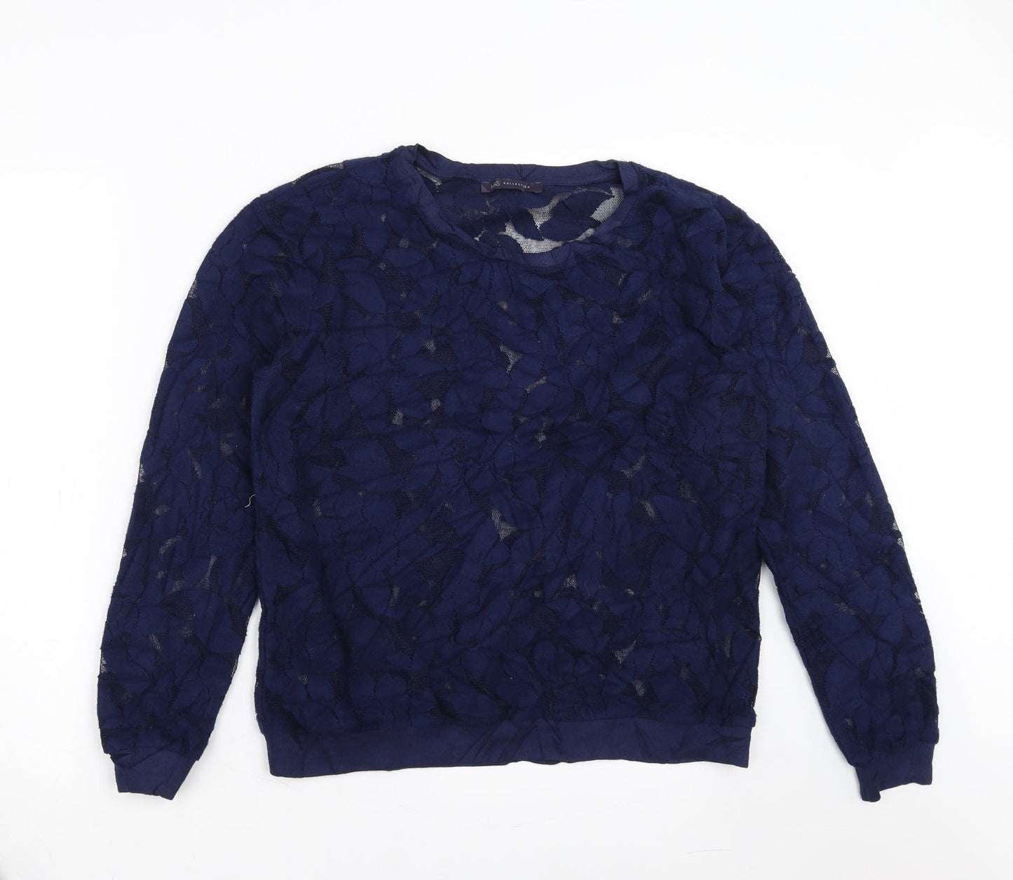 Marks and Spencer Womens Blue Floral  Pullover Jumper Size 14