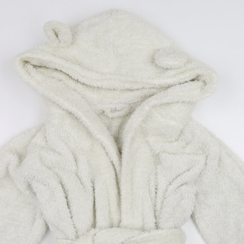 Debenhams Womens White Solid  Top Robe Size 8  - Ears on hood