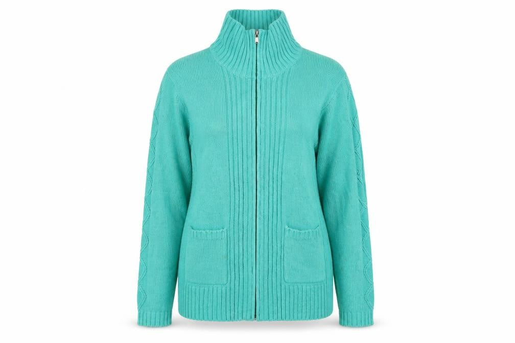 Preworn Womens Green   Full Zip Jumper Size 14