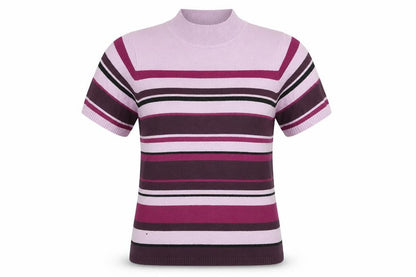 Essentials Womens Purple Striped  Pullover Jumper Size 14