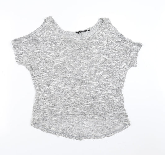 New Look Womens Grey   Pullover Jumper Size 8  - cold Shoulder