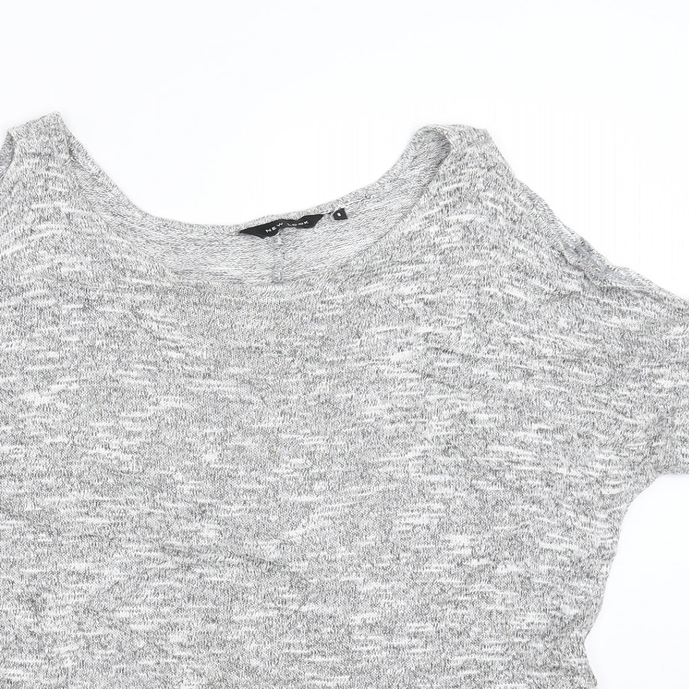 New Look Womens Grey   Pullover Jumper Size 8  - cold Shoulder