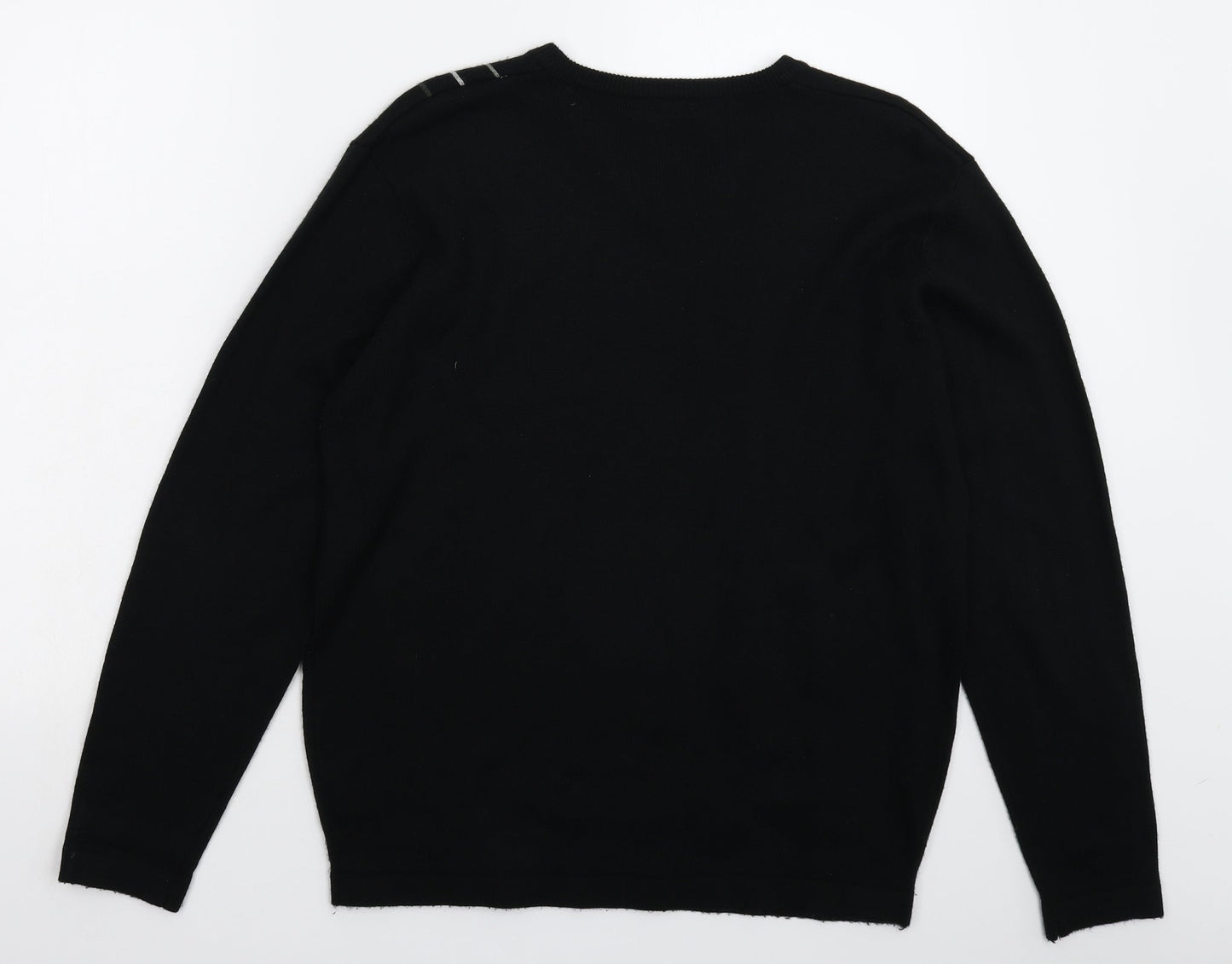 Cedar Wood State Mens Black Striped Knit Pullover Jumper Size S