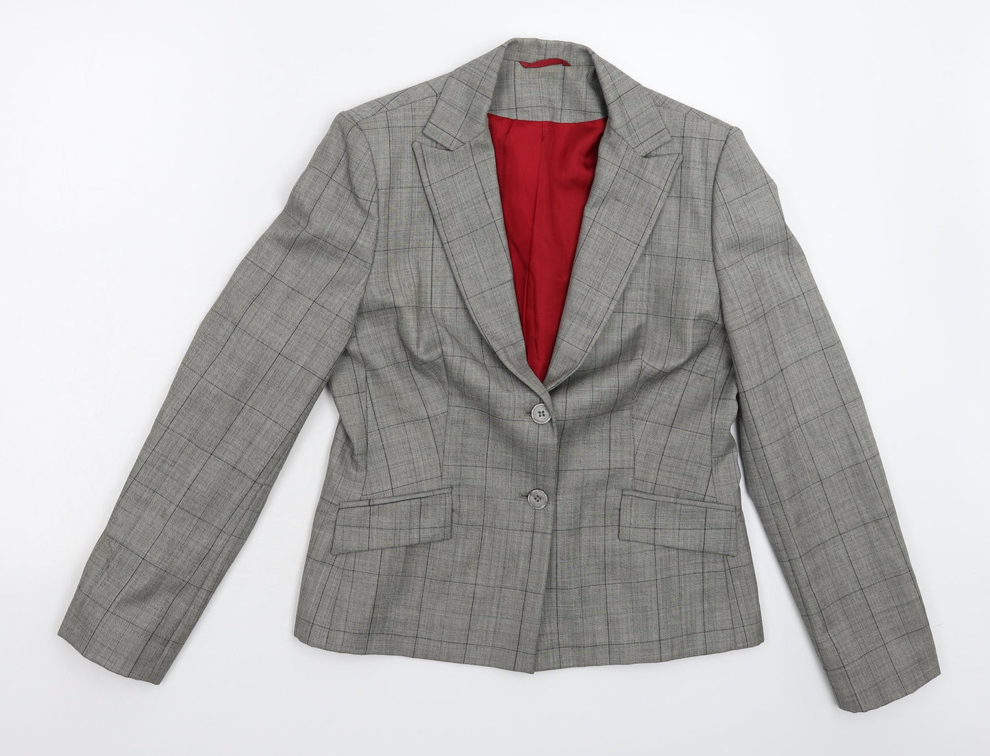 Preworn Womens Grey Check  Jacket Suit Jacket Size 10