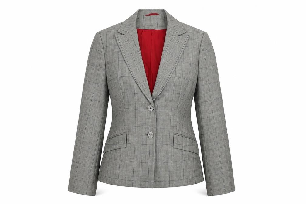 Preworn Womens Grey Check  Jacket Suit Jacket Size 10