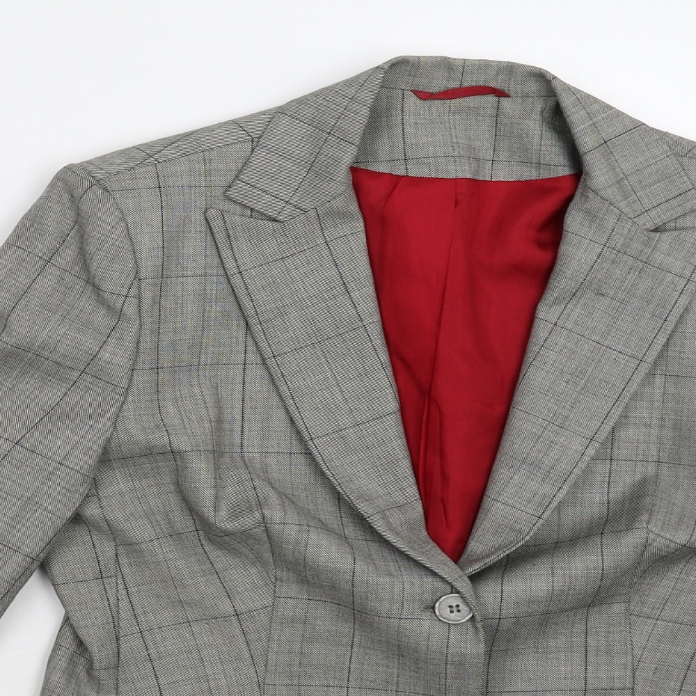 Preworn Womens Grey Check  Jacket Suit Jacket Size 10