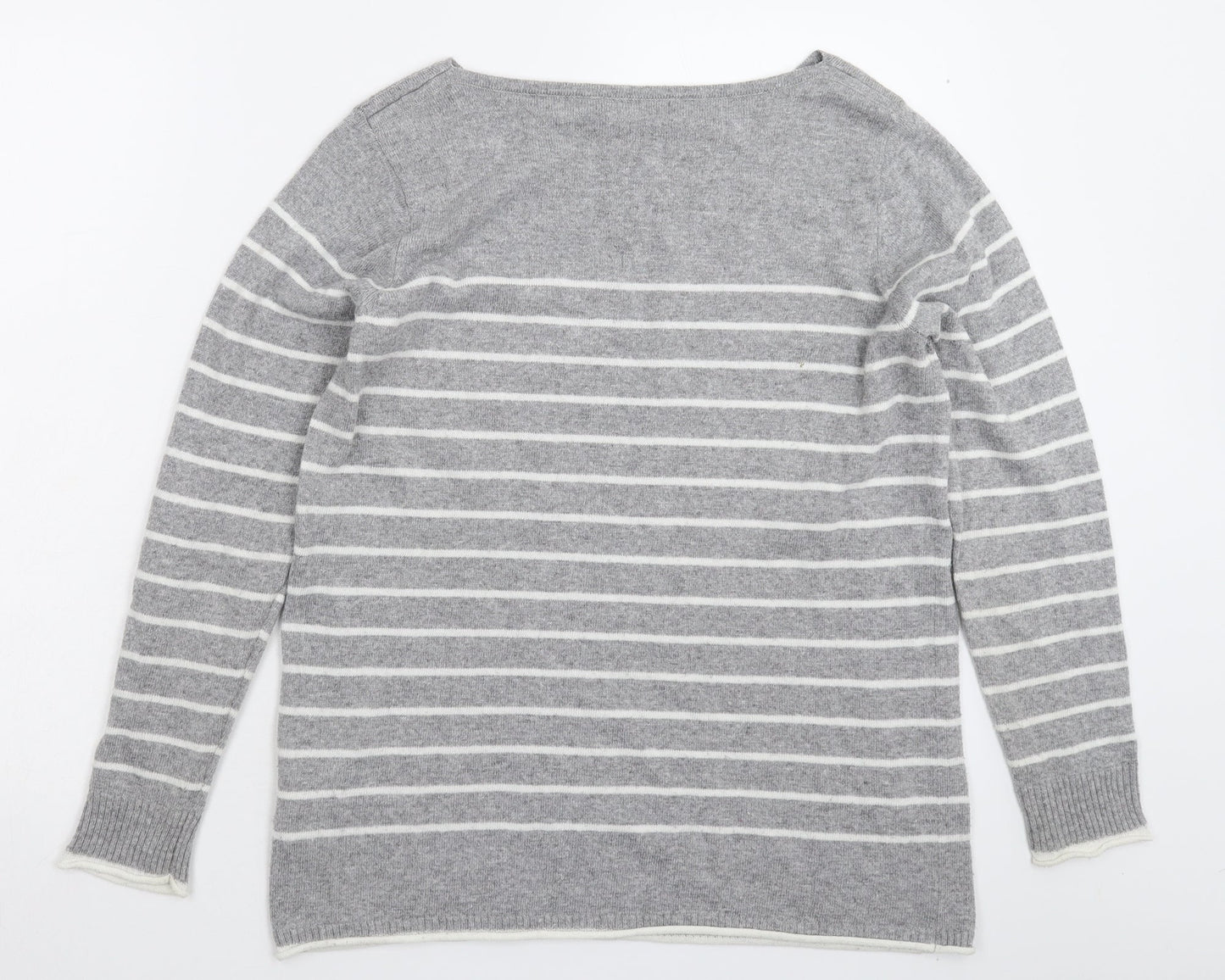 First Avenue Womens Grey Striped Knit Pullover Jumper Size S
