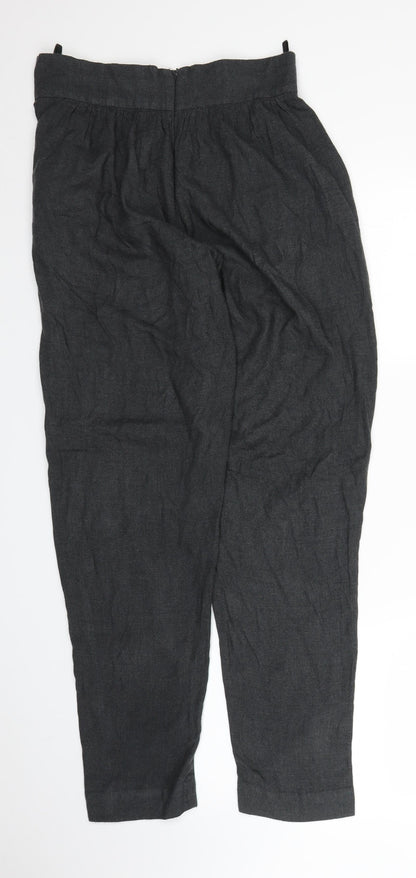 Back view of French Connection women’s grey bloomer trousers, size UK 12, 28-inch leg