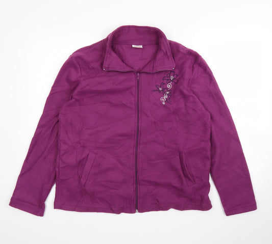 Anna De Lancay Womens Purple Floral  Full Zip Jumper Size M