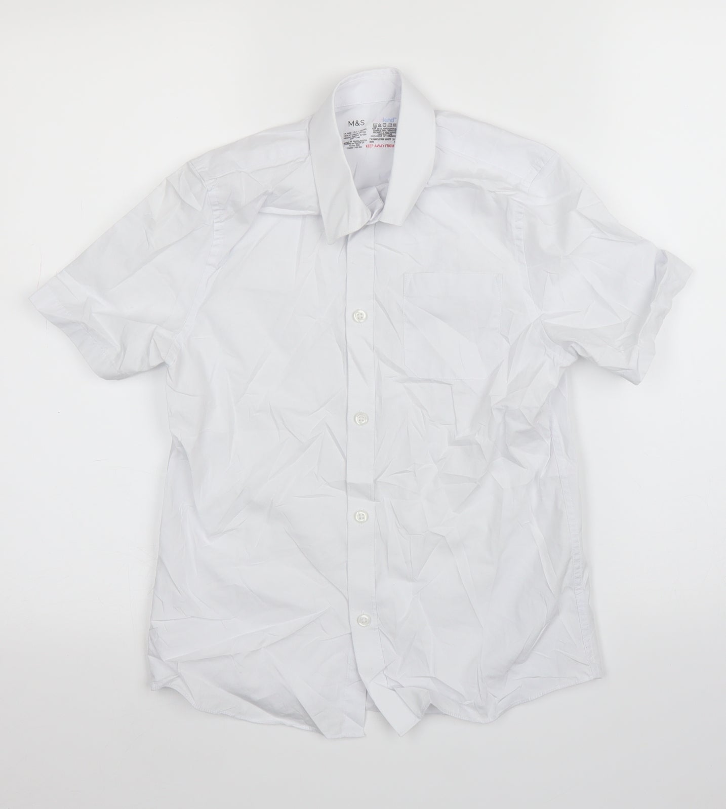M&S Boys White   Basic Button-Up Size 10-11 Years