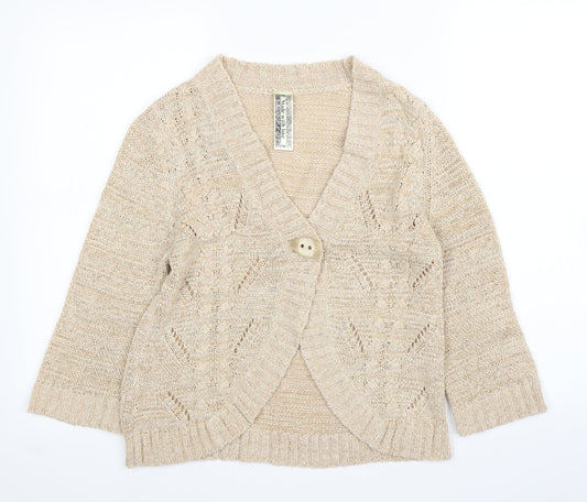 Made with Love Womens Beige   Cardigan Jumper Size 14