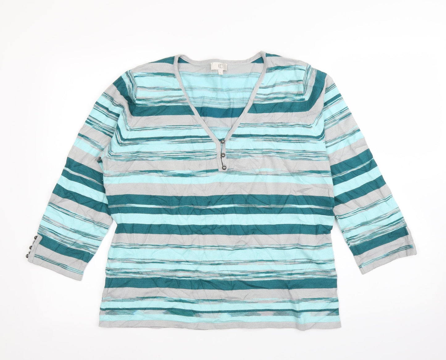 CC Womens Blue Striped  Pullover Jumper Size L