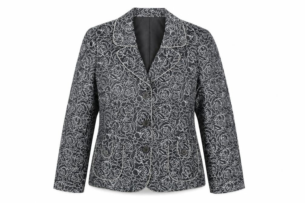 Oscar B  Womens Grey Floral  Jacket Blazer Size 14