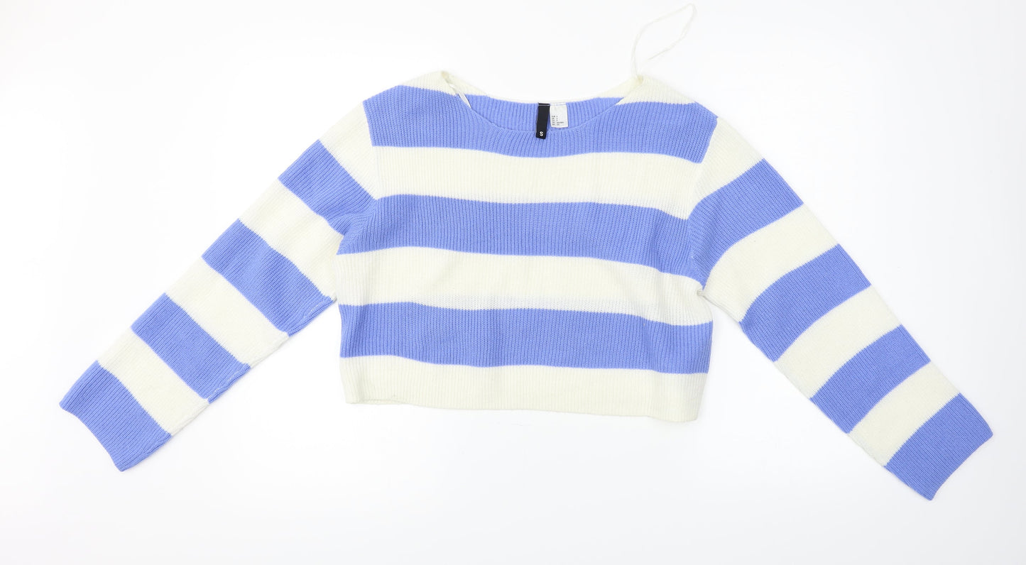 H&M Womens Blue Striped  Pullover Jumper Size S