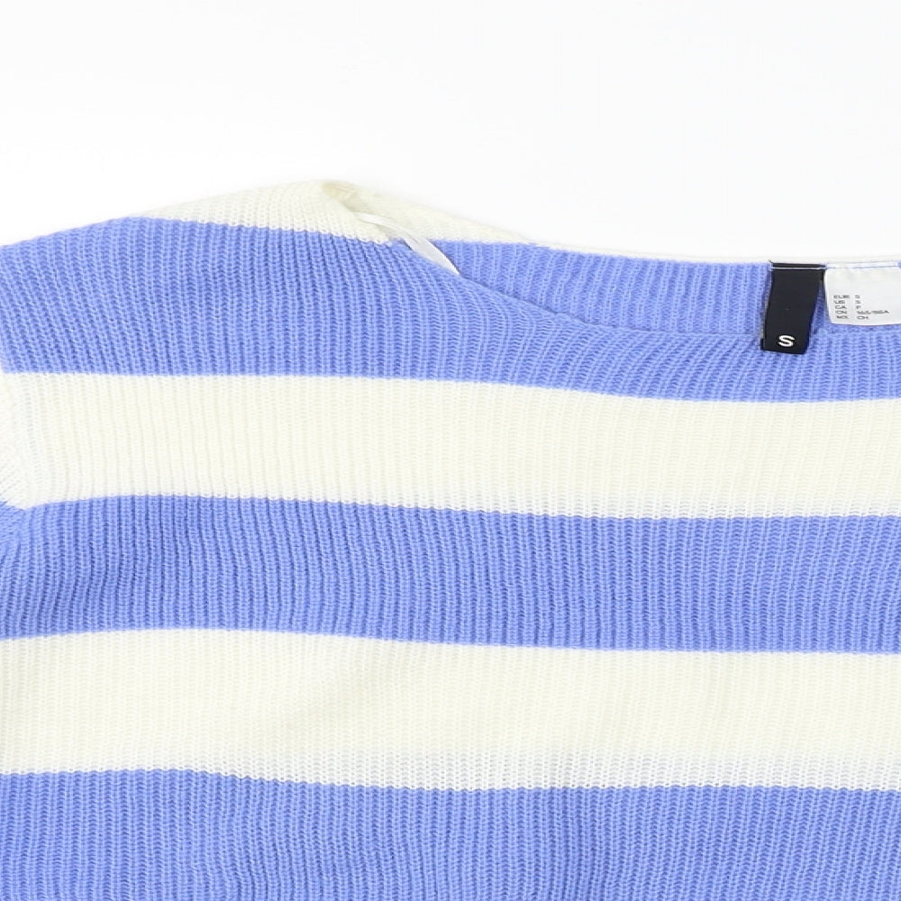 H&M Womens Blue Striped  Pullover Jumper Size S