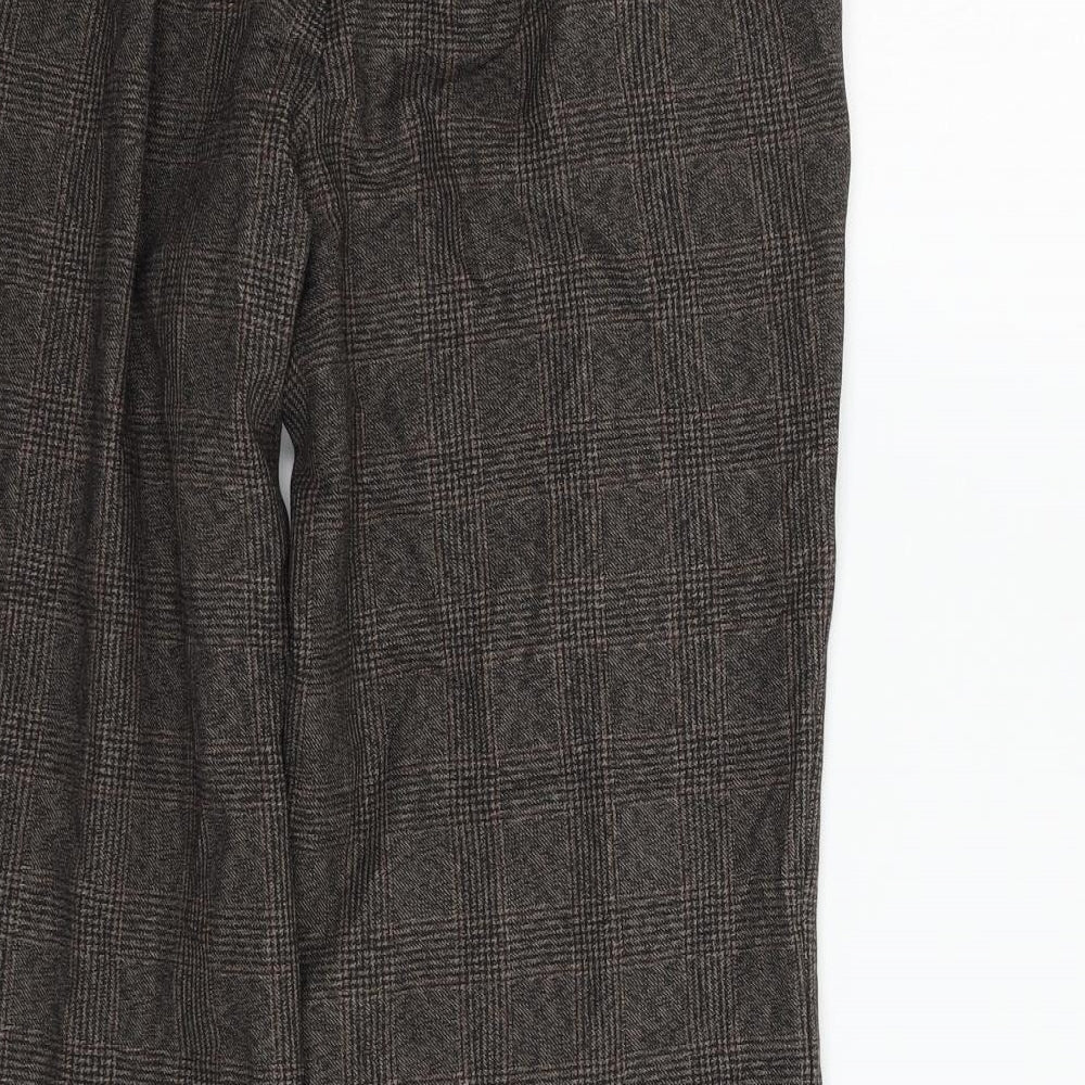 Marks and Spencer Womens Brown Check  Trousers  Size 12 L22 in