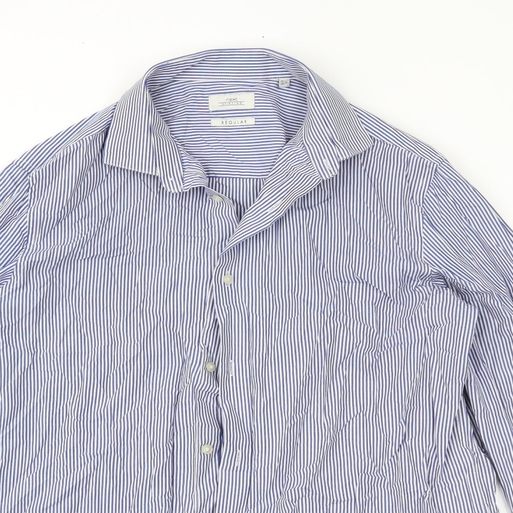 NEXT Mens Blue Striped   Button-Up Size 15.5