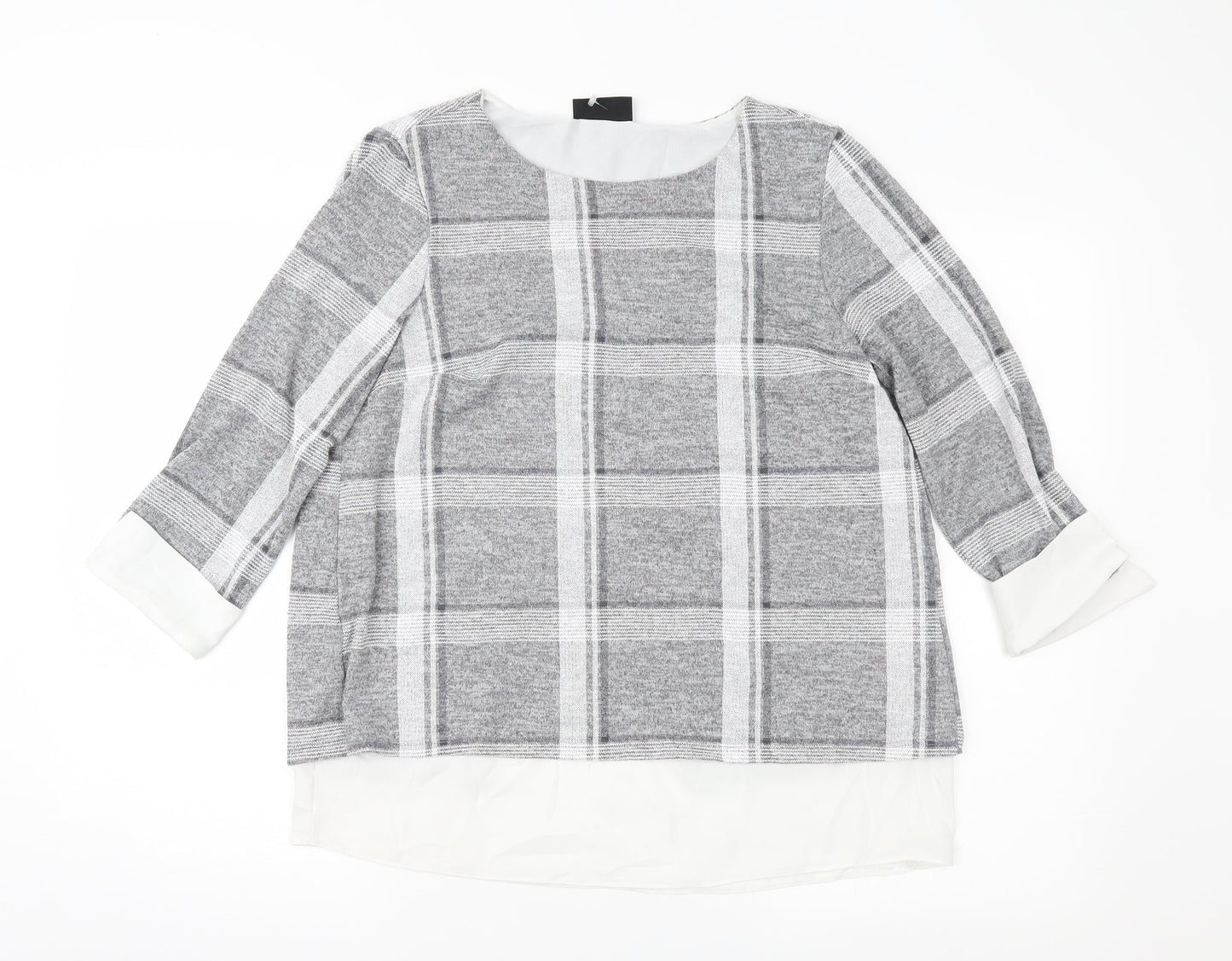 Wallis Womens Grey Check  Pullover Jumper Size 10