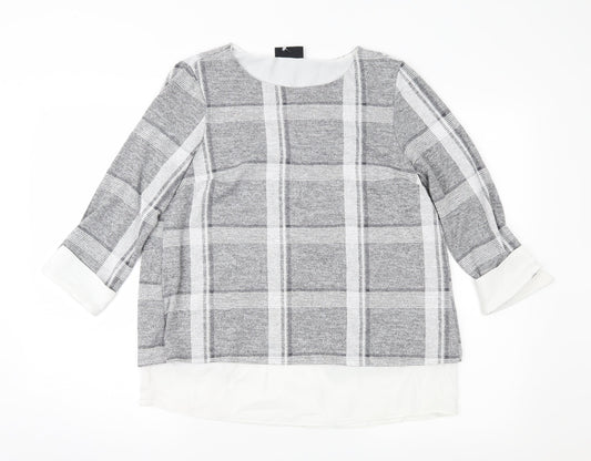 Wallis Womens Grey Check  Pullover Jumper Size 10