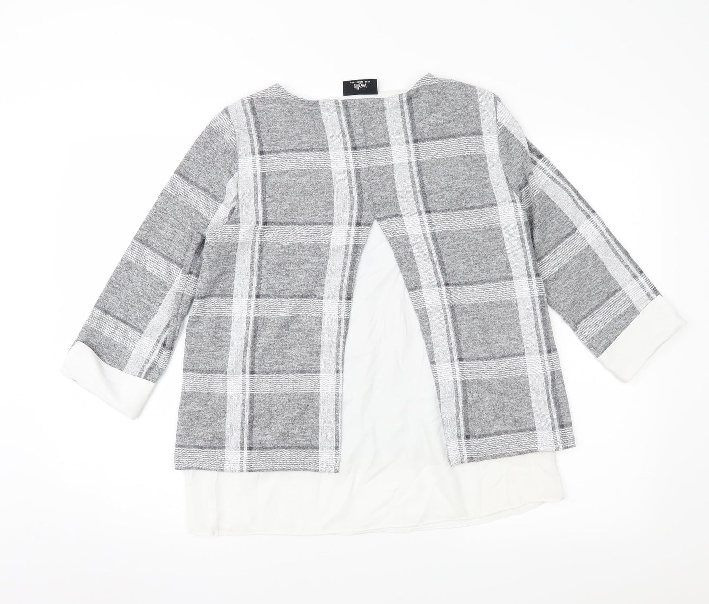 Wallis Womens Grey Check  Pullover Jumper Size 10