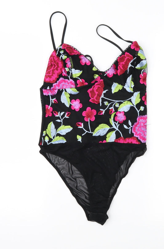 Topshop Womens Black Floral  Basic Blouse Size 10