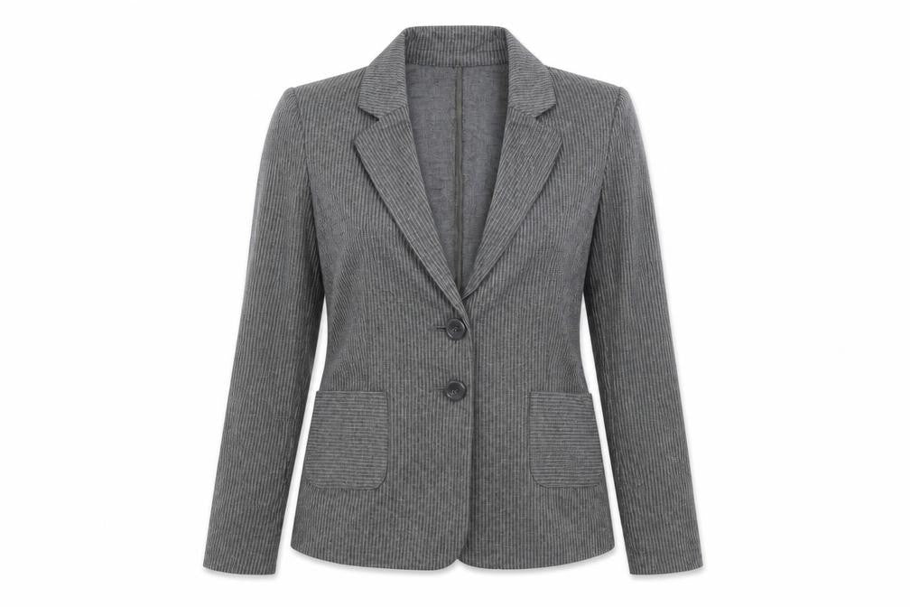 TU Womens Grey Striped  Jacket Coat Size 8