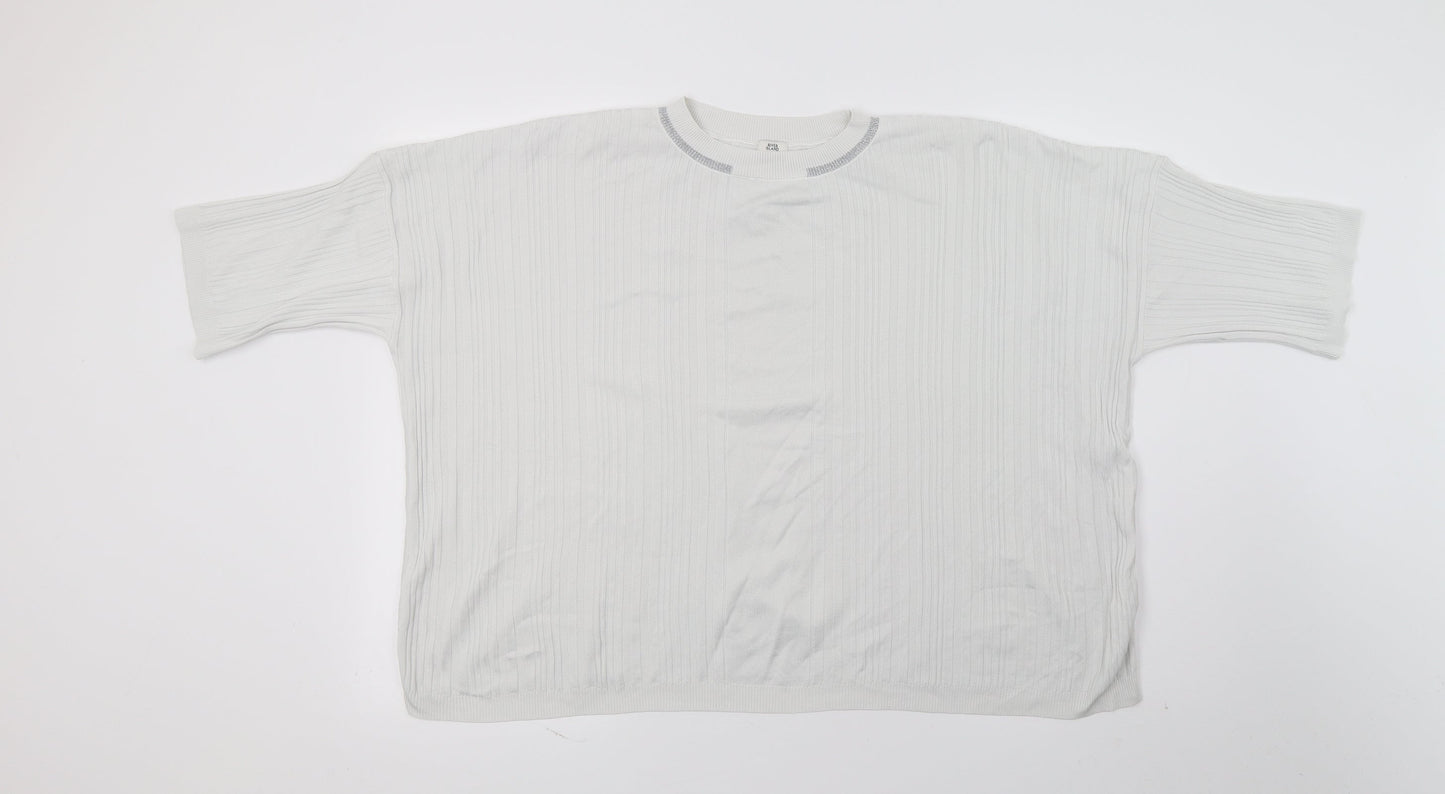 River Island Womens White  Knit Pullover Jumper Size 10