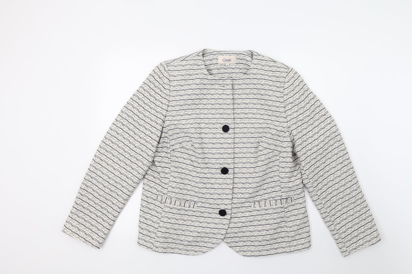 Marks and Spencer Womens White Striped  Jacket Coat Size 16