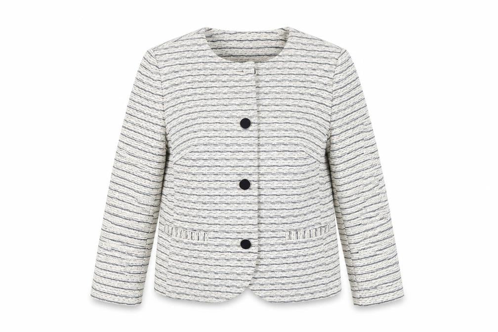 Marks & Spencer Womens White Striped  Jacket Coat Size 16